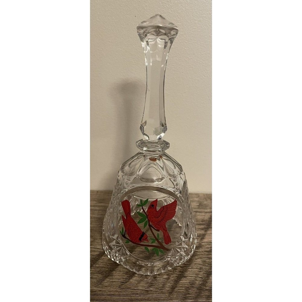 Vintage Cardinal Crystal Bell w/ inscription ArtMark 1988 Missing Dangle